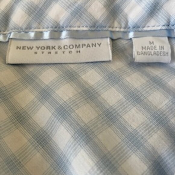 New York & Company Gingham Country Western Cowgirl Cowboy Shirt Ruffle - Picture 5 of 7